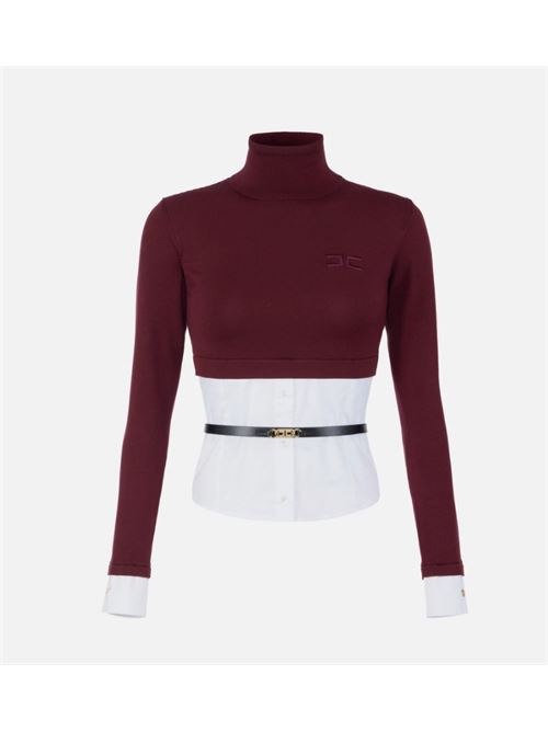 MAGLIA CON FONDO EFFETTO CAMICIA ELISABETTA FRANCHI | MK14T56E2CM4 Rouge Noir/Bianco